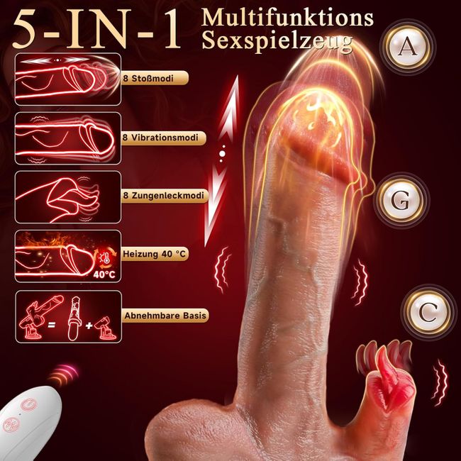 Tagnaff Dildo Vibrator, 8 Stoßfunktion Lecken Vibration