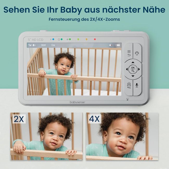 Babysense Babyphone HD 5 Zoll mit 2 Kameras