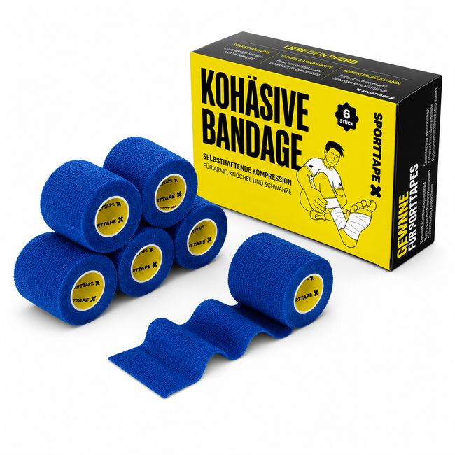 SPORTTAPE  Selbstklebender verband - 6 Rollen, 5 cm x 4,5 m Blau