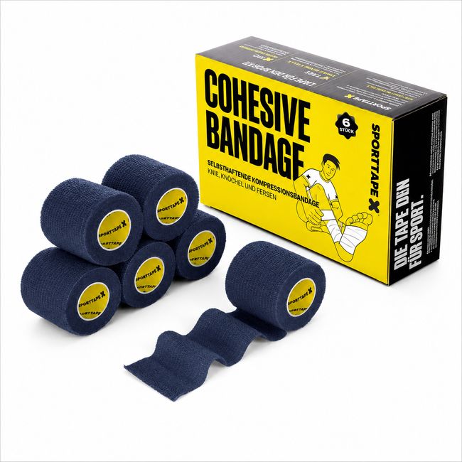 SPORTTAPE  Selbstklebender verband - 6 Rollen, 5 cm x 4,5 m Marine