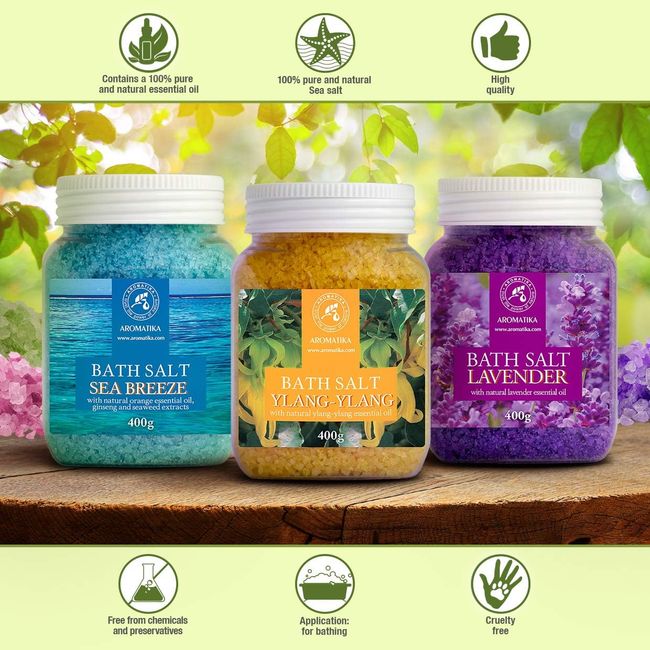 AROMATIKA Badesalz Set Lavendel - Meeresbrise - Ylang-Ylang