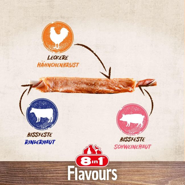8in1 Triple Flavour Ribs Kaustangen für Hunde