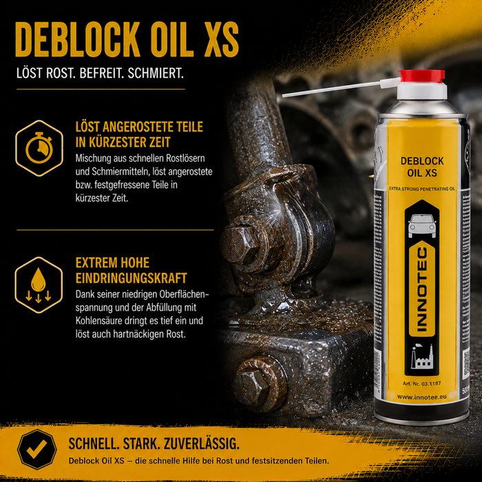 Innotec Deblock Oil XS – Extrem-Rostlöser – Produktvorteil und Anwendung 1