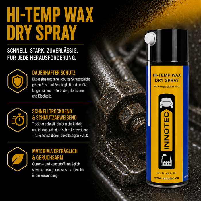 Innotec Hi-Temp Wax Dry Spray – Unterboden- & Hohlraumkonservierung – Produktvorteil und Anwendung 1
