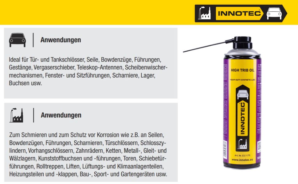 Innotec High-Trib Oil – Synthetisches PTFE-freies Schmieröl – Produktvorteil und Anwendung 6