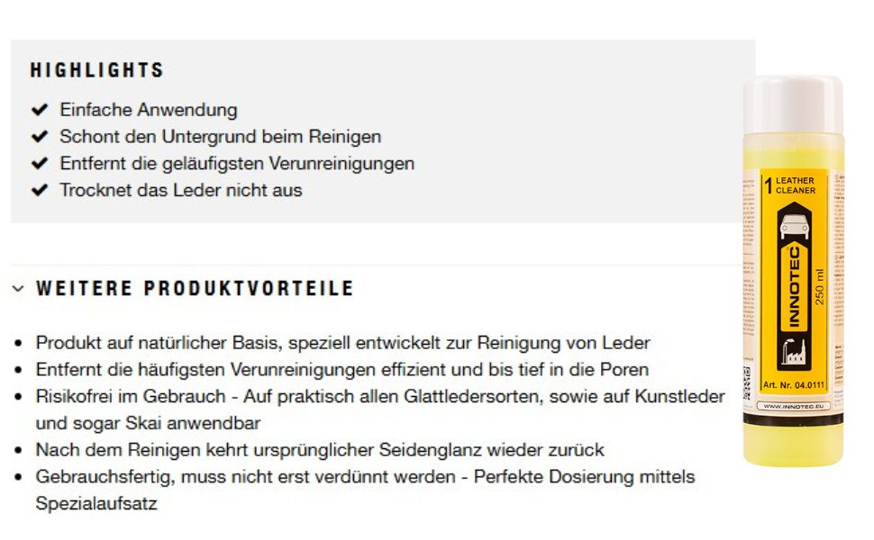 Innotec Leather Cleaner (1) – Lederreiniger – Produktvorteil und Anwendung 6