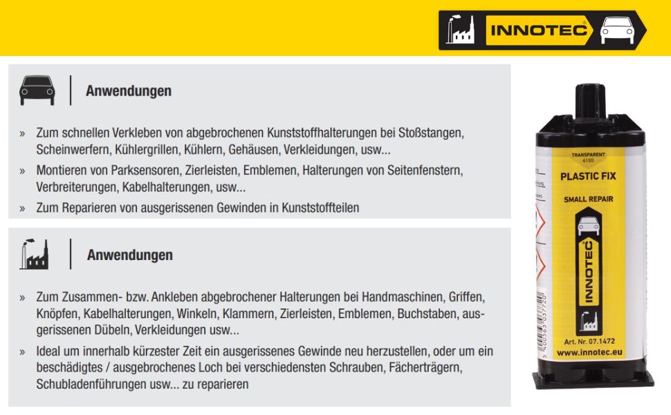 Innotec Plastic Fix – 2K-Reparaturkleber – Produktvorteil und Anwendung 6