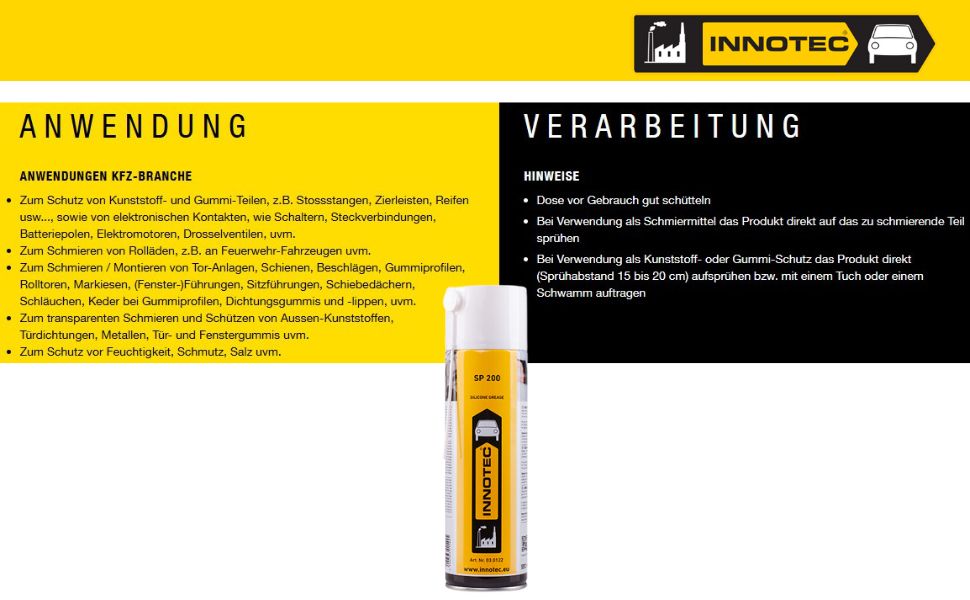 Innotec SP200 – Silikon-Sprühfett – Produktvorteil und Anwendung 6