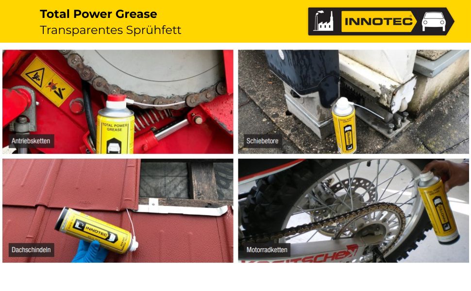 Innotec Total Power Grease – Transparentes Sprühfett – Produktvorteil und Anwendung 6