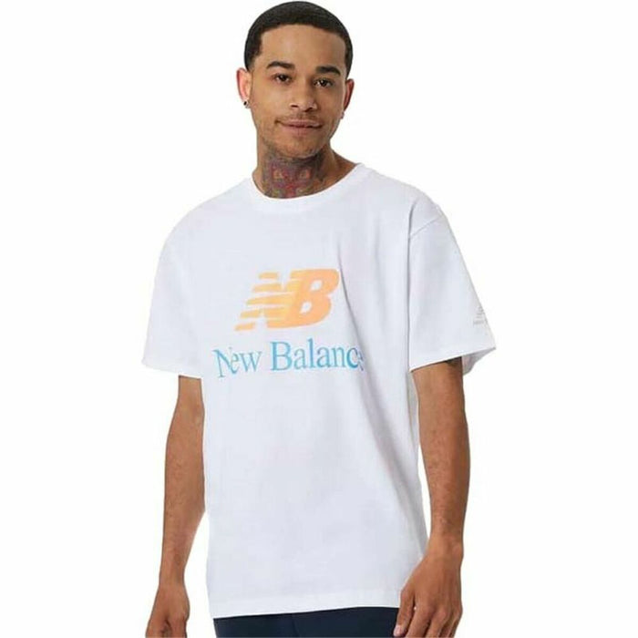 Herren Kurzarm-T-Shirt New Balance Essentials Celebrate White Weiß