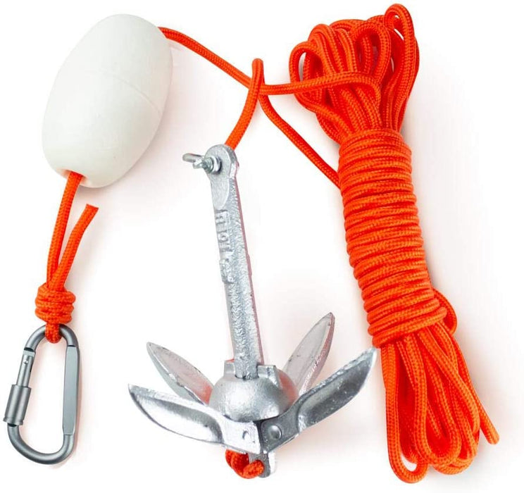 0,7Kg Anker Faltanker verzink Ankerset mit 10m reißfesten Ankerleine ø 6 mm & Ankerboje Kugel Set