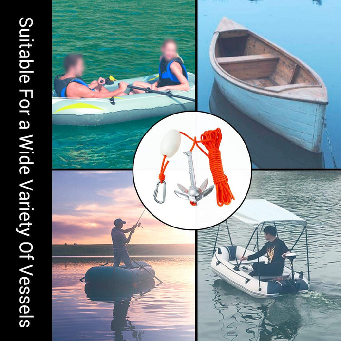 0,7Kg Anker Faltanker verzink Ankerset mit 10m reißfesten Ankerleine ø 6 mm & Ankerboje Kugel Set