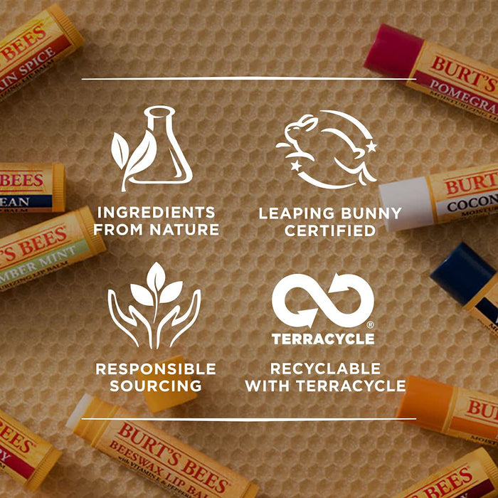 100 Prozent Natürlicher feuchtigkeitsspendender Lippenbalsam, Original Bienenwachs, mit Vitamin E und Pfefferminzöl, 1 Stift