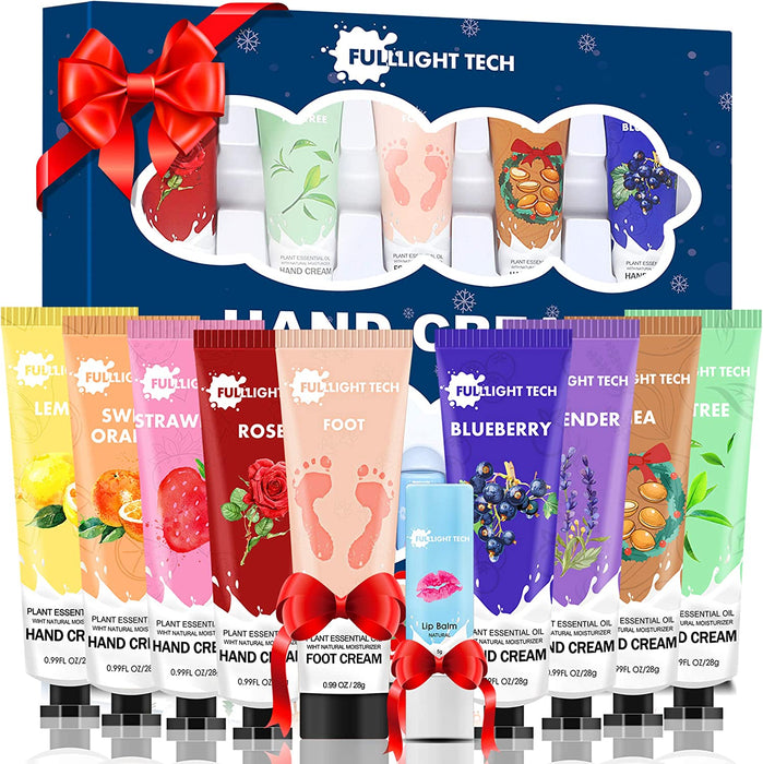 10 Packs Handcreme Geschenkset mit Lippenbalsam Fußcreme Schrundensalben, Geburtstagsgeschenk Weihnachtsgeschenke