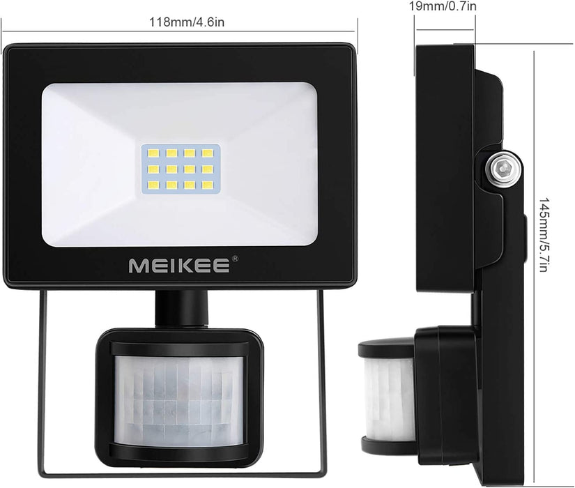 10W LED Strahler mit Bewegungsmelder 850LM 6500K Superhell Außenstrahler LED Fluter IP66 Wasserdicht Flutlichtstrahler Aluminium Scheinwerfer Licht