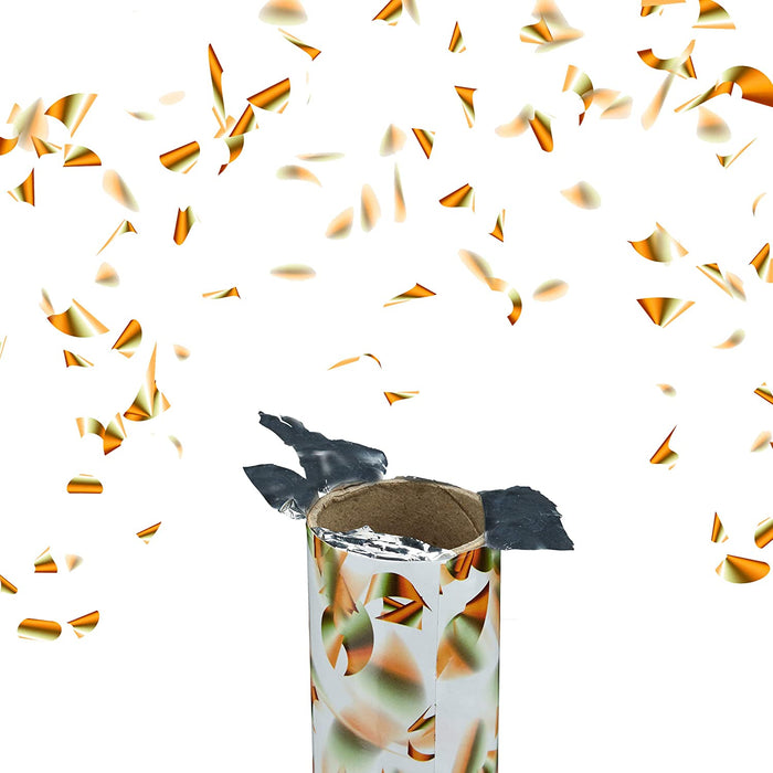 10 x Party Popper 40 cm im Konfettikanonen Set, Konfetti Bombe für Hochzeit und Geburtstag, Konfetti Shooter 6-8 m Effekthöhe, Gold metallic