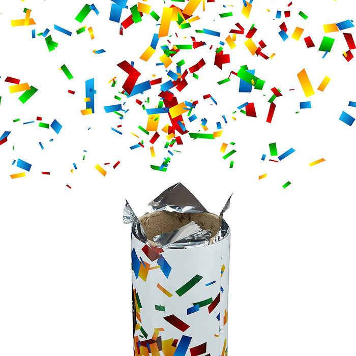 10 x Party Popper 40 cm im Konfettikanonen Set, Konfetti Bombe für Hochzeit und Geburtstag, Konfetti Shooter 6-8 m Effekthöhe, bunt metallic
