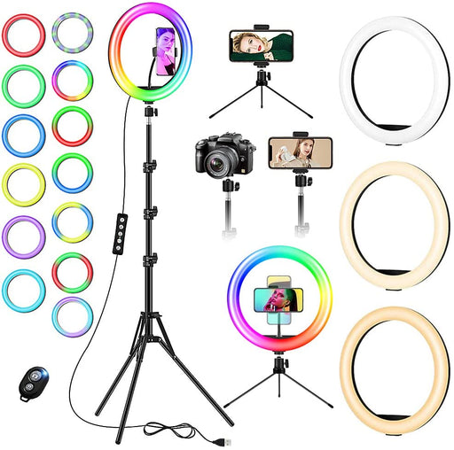 12.6 Zoll Ringlicht mit Stativ Handy, Tisch LED Ring Light/150cm Kamera Handystativhalter mit Ringleuchte für YouTube, Selfie, Makeup, Tik Tok