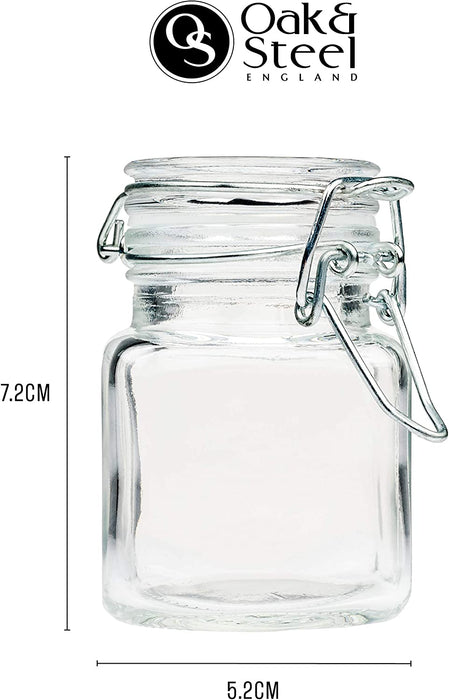 12 Mini Clip Top Gewürzdosen Glas Behälter 100 ml mit Etiketten und Kreidestift