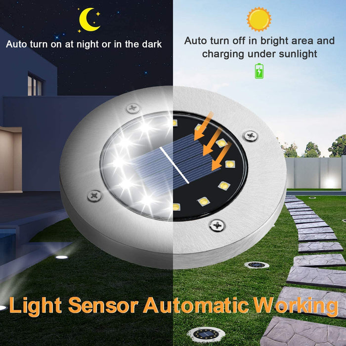 12 Stücke Nurkoo Solar Bodenleuchte Aussen, 12 LEDs Solarleuchten 800mAh Disk Lights Mit Upgrade Solarpanel Gartenleuchte Solarlampe Solar Strahler