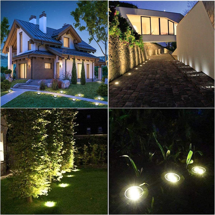 12 Stücke] Solar Bodenleuchte Aussen, 12 LEDs Solarleuchten 800mAh Disk Lights Mit Upgrade Solarpanel Gartenleuchte Solarlampe Solar Strahler Deko 