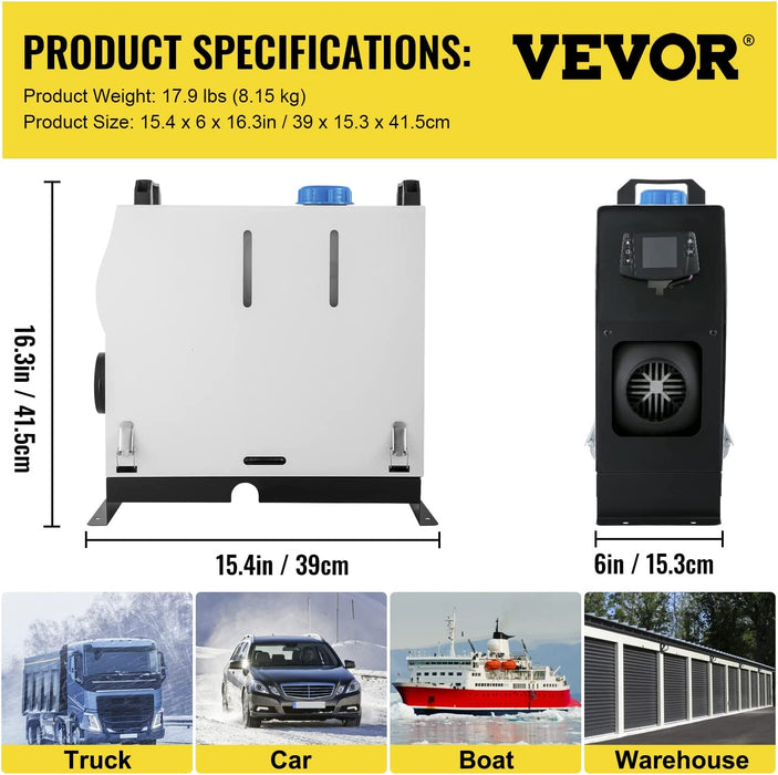 12V Diesel Lufterhitzer, 5KW Standhezung Diesel, Luft Standhezung, Dieselheizung 1 Luftauslass, Air Diesel Heizung mit Schalldämpfer, Air Standheizung