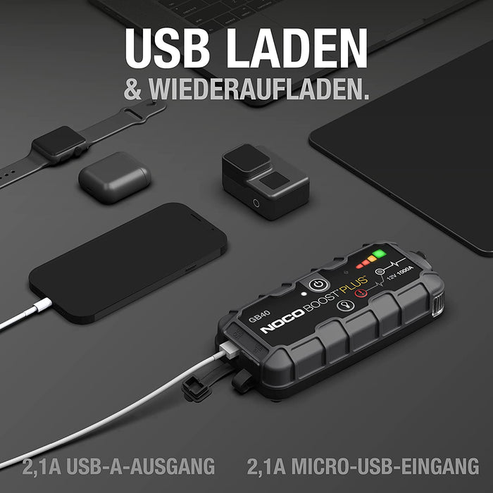 12V UltraSafe Starthilfe Powerbank, Auto Batterie Booster, Tragbare USB Ladegerät, Starthilfekabel und Überbrückungskabel 