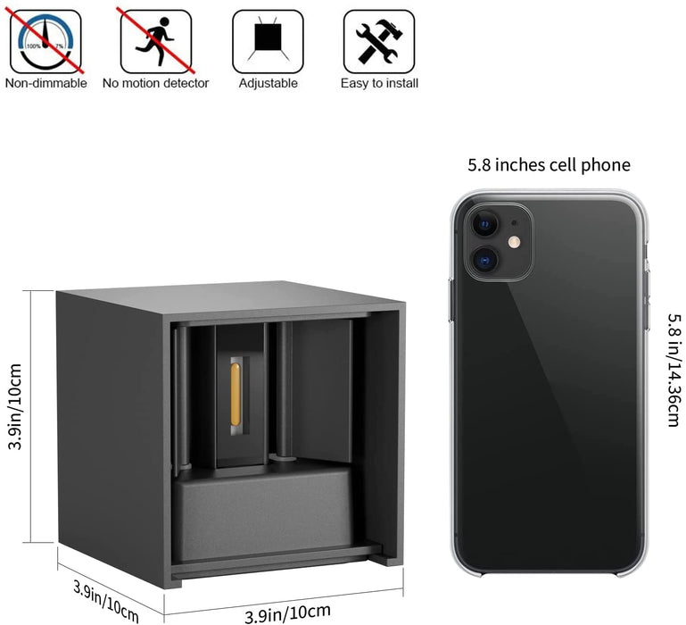 12W LED Wandbeleuchtung  dekorative Wandlampen,Moderne Wandleuchte,IP 65 LED Wandleuchten im Innen und Außenbereich, Dunkelgrau