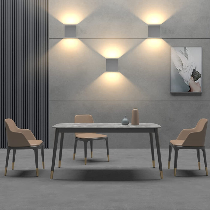 12W Wandleuchte IP65 Wandlampe,Einstellbarer Lichtstrahl Wandbeleuchtung aus Aluminium,Grau,Warmweiß,1 Stück