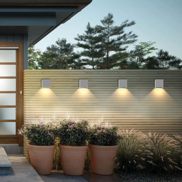 12W Wandleuchte IP65 Wandlampe,Einstellbarer Lichtstrahl Wandbeleuchtung aus Aluminium,Grau,Warmweiß,1 Stück