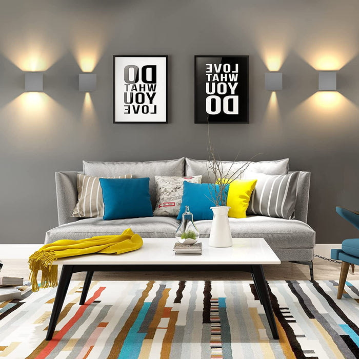 12W Wandleuchte IP65 Wandlampe,Einstellbarer Lichtstrahl Wandbeleuchtung aus Aluminium,Grau,Warmweiß,1 Stück