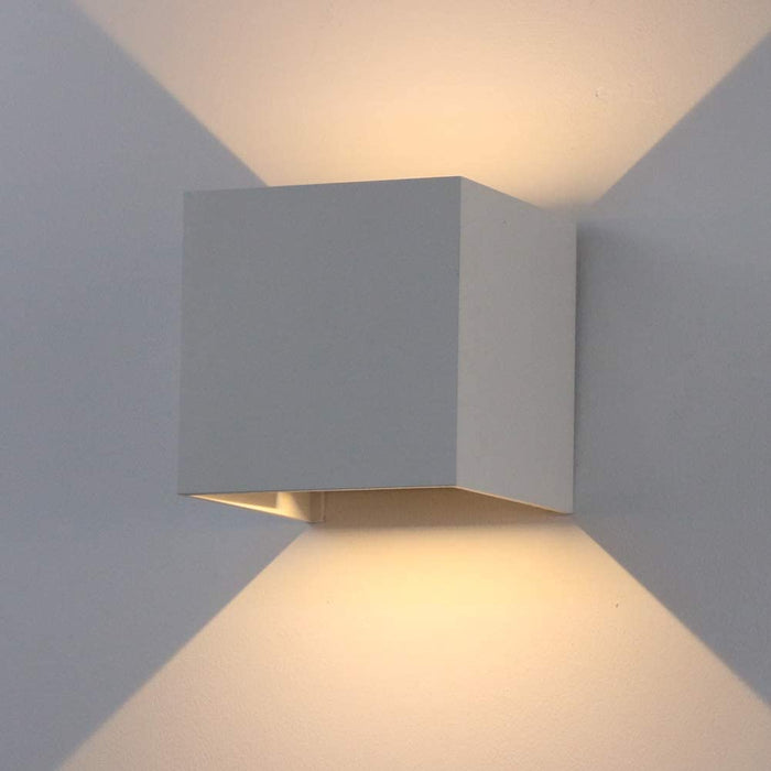 12W Wandleuchte IP65 Wandlampe,Einstellbarer Lichtstrahl Wandbeleuchtung aus Aluminium,Grau,Warmweiß,1 Stück