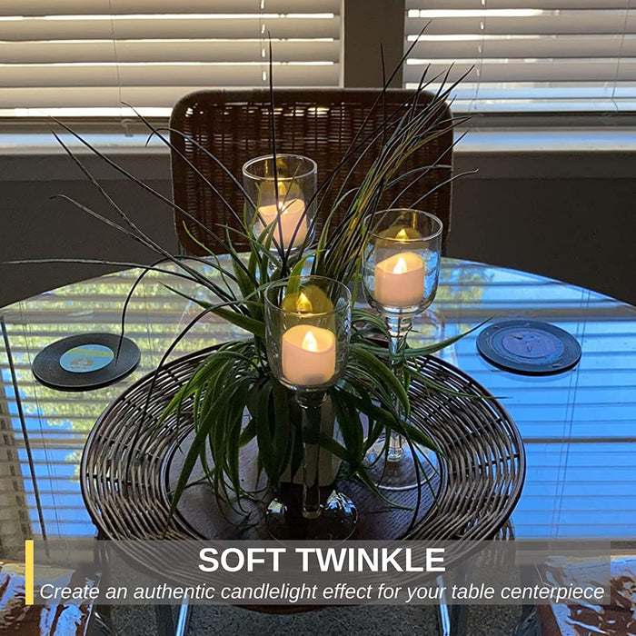 12 LED Teelichter mit Timer, 6 Stunden an und 18 Stunden aus, 3.6 x 3.6 cm elektrische flackernde batteriebetriebene Kerzen, warme weiße