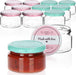 12x Einmachgläser mit Schraub-Deckel "Made with love" in grün und pink - TO Ø 82 mm - 250 ml