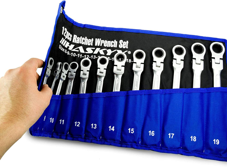 14-Tlg. Gelenk-Ratschenschlüssel Satz I Set 8-22 mm Gabelschlüssel-Ringmaul-Schlüssel-Set