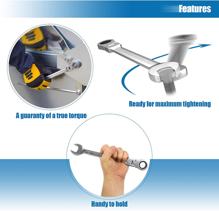 14-Tlg. Gelenk-Ratschenschlüssel Satz I Set 8-22 mm Gabelschlüssel-Ringmaul-Schlüssel-Set