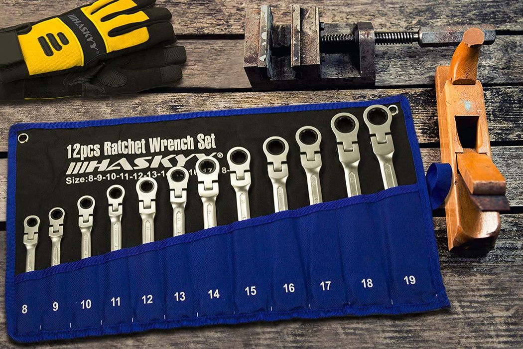 14-Tlg. Gelenk-Ratschenschlüssel Satz I Set 8-22 mm Gabelschlüssel-Ringmaul-Schlüssel-Set