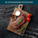 17-tlg Messerset mit Messerblock Acryl - Küchenmesser Set Scharf Edelstahl - Kochmesser Profi Messer Set mit 6 Steakmesser Set, Pizza und Käse Messer