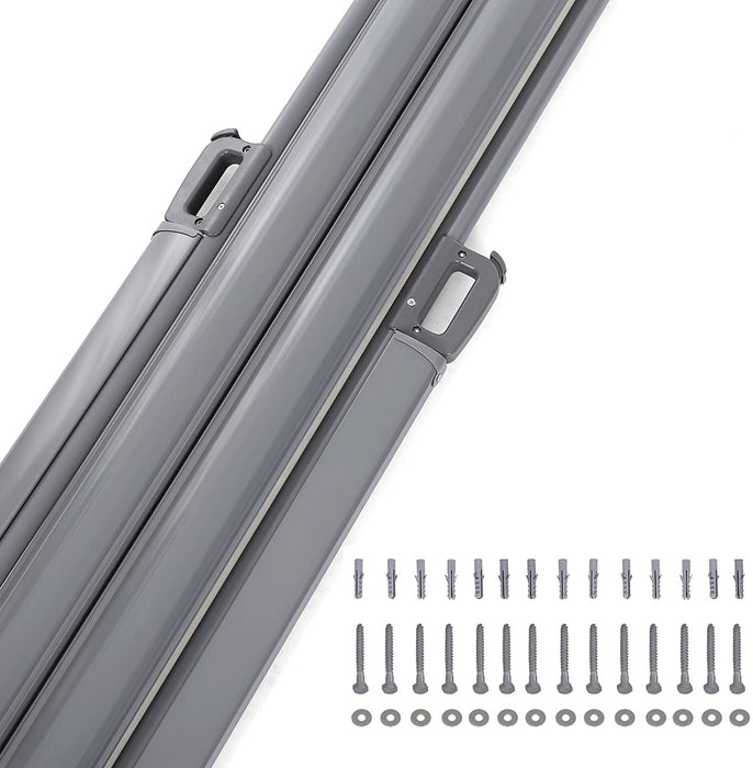 180 x 600 cm (H x L), Doppelseitenmarkise ausziehbar, Sichtschutz, Sonnenschutz, TÜV SÜD GS Zertifiziert, verdickter Polyester 280 g/㎡, rauchGrau