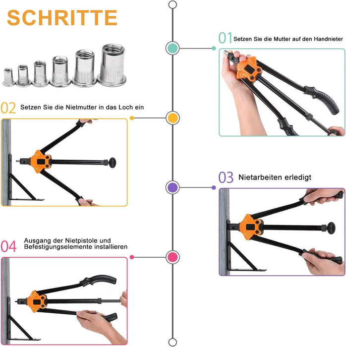 200Stk Nietmuttern Sortiment M3 M4 M5 M6 M8 M10 Nietmutter A2-70 Edelstahl Werkzeug Flachkopf Gewinde Rivet Nutsert Cap Muttern Nietmutter Sortiment