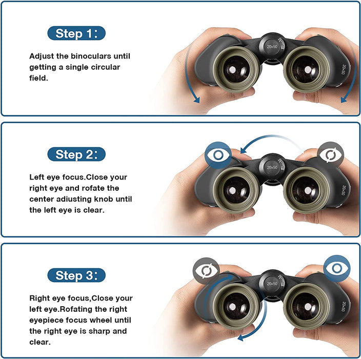 20x50 Fernglas für Erwachsene mit Nachtsicht - Kompaktes Wasserdichtes Taktisches Fernglas für Jagd Wandern Konzertreise mit BAK4 Prism FMC Objektiv
