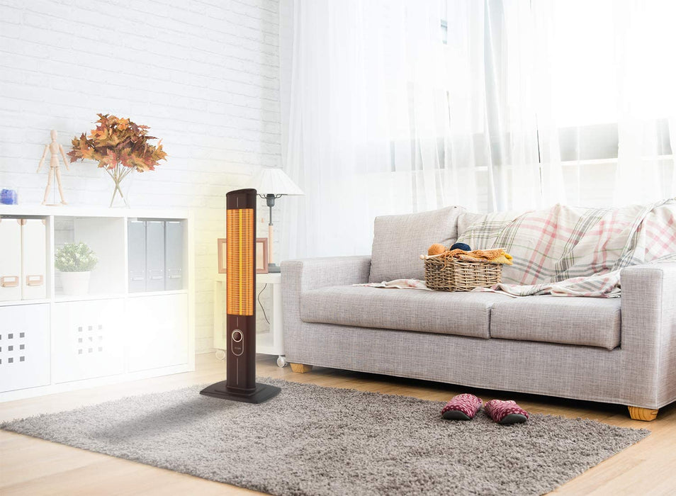 2300 Watt Stand Heizstrahler | 4 Heizstufen mit Fernbedienung | Kohlenstoff Infrarotstrahler für Innen- & Außenbereich | Terrassenstrahler