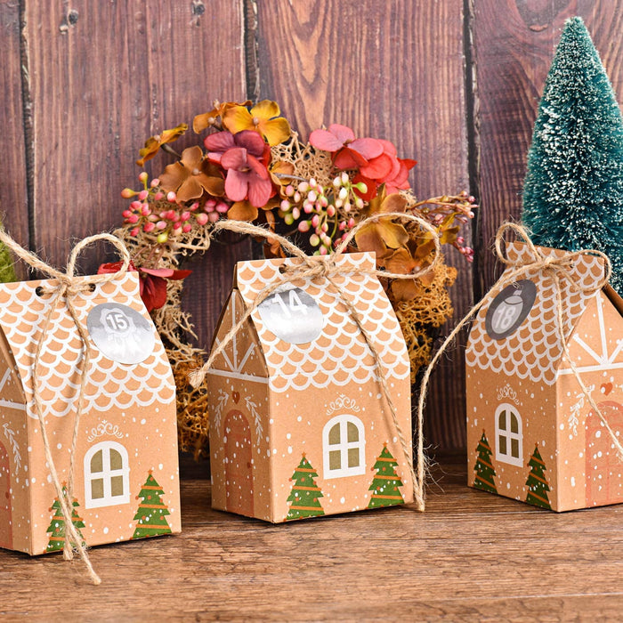  24 Adventskalender zum Befüllen, Adventskalender Tüten mit 24 Zahlenaufklebern, Weihnachtskalender DIY Bastelset, Geschenkbeutel Weihnachtskalender 