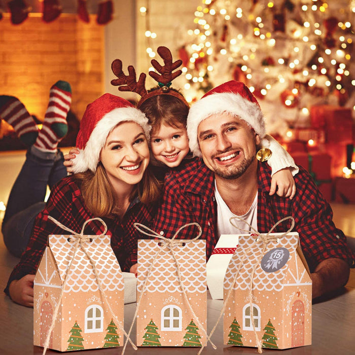  24 Adventskalender zum Befüllen, Adventskalender Tüten mit 24 Zahlenaufklebern, Weihnachtskalender DIY Bastelset, Geschenkbeutel Weihnachtskalender 