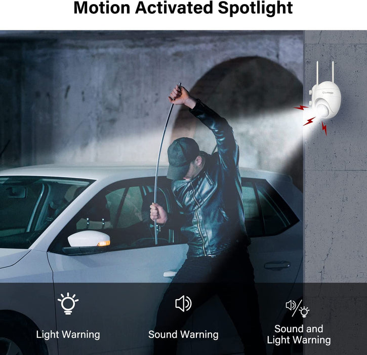 2K Überwachungskamera Aussen Akku mit Solarpanel, PTZ WALN Kamera,PIR Bewegungsmelder, 355°/120° Schwenkbar,Nachtsicht,4DB 