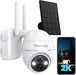 2K Überwachungskamera Aussen Akku mit Solarpanel, PTZ WALN Kamera,PIR Bewegungsmelder, 355°/120° Schwenkbar,Nachtsicht,4DB 