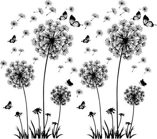 2 Stück Schwarz Wandtattoo Pusteblumen für Wanddeko,XXL Groß Löwenzahn Blumen Pflanzen Wandsticker Wandaufkleber Kleben Aufkleber Wandbilder für Wohnzimmer Schlafzimmer Vorraum Flur Fenster 165X130cm