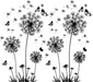 2 Stück Schwarz Wandtattoo Pusteblumen für Wanddeko,XXL Groß Löwenzahn Blumen Pflanzen Wandsticker Wandaufkleber Kleben Aufkleber Wandbilder für Wohnzimmer Schlafzimmer Vorraum Flur Fenster 165X130cm