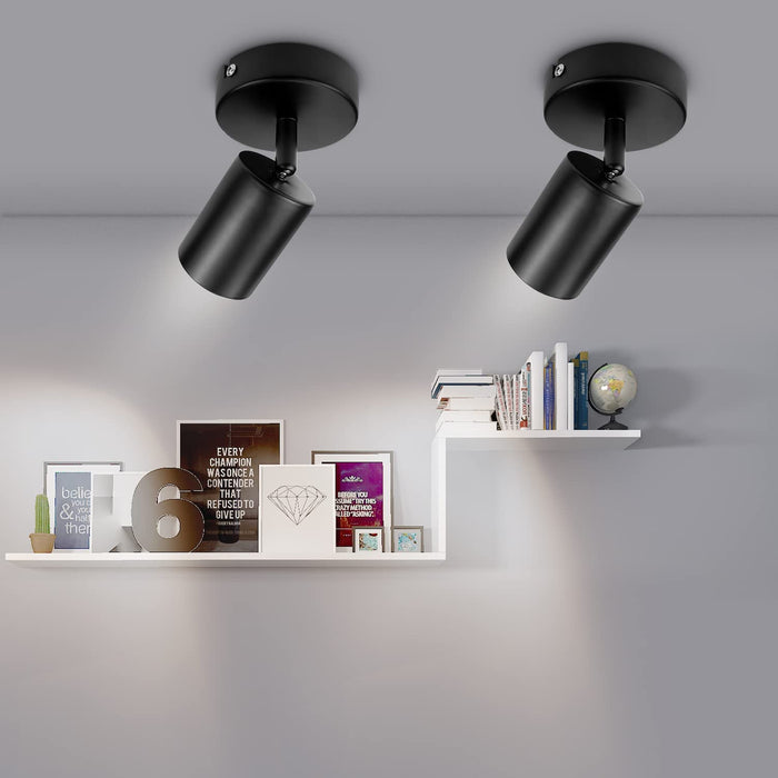 2er Led Deckenstrahler Schwenkbar 350°, Deckenstrahler 1 Flammig Schwarz GU10, LED Wandstrahler mit Strahler Deckenspot, Spotlight Lampe