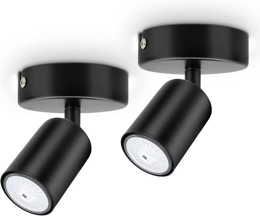 2er Led Deckenstrahler Schwenkbar 350°, Deckenstrahler 1 Flammig Schwarz GU10, LED Wandstrahler mit Strahler Deckenspot, Spotlight Lampe